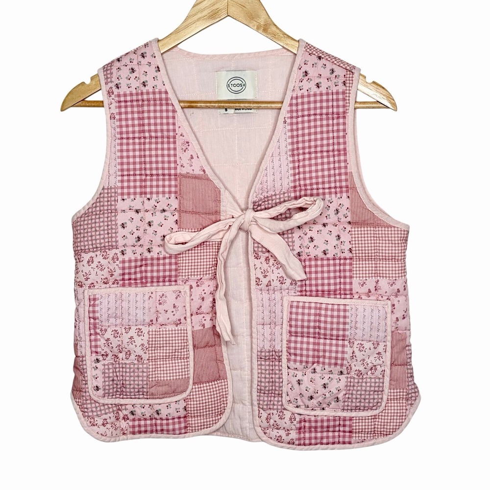 Stoosh Patchwork Quilted Vest Womens Small Cottagecore Indie Festival Romantic